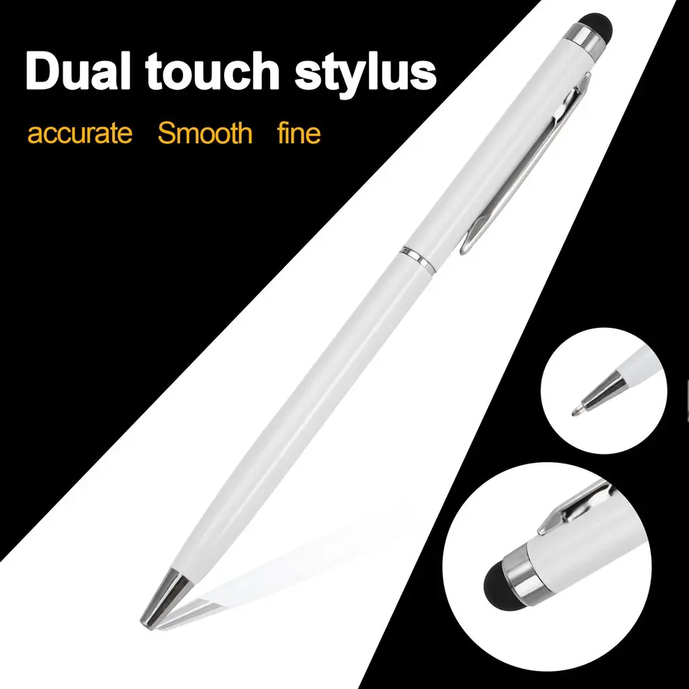 

White 2 in 1 Capacitive Touch Screen Stylus & Ball Point Pen for Tablet PC Phone Mobile Phone Accessories Stylus