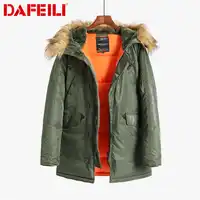 N-3B winter coat men fur hood slim fit thick parka padded military jacket for cold weather