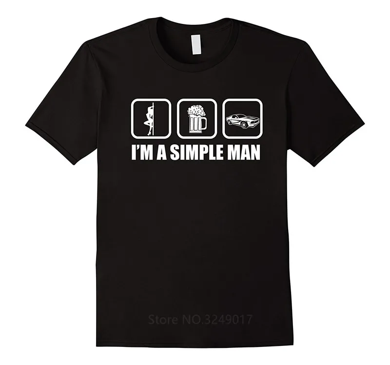 

Sleeves Boy Cotton T Shirt Crew Neck Short-Sleeve Top I'M A Simple Man I Like Boobs Beer And Car T Shirt For Men