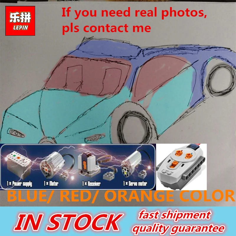 

Lepin 20086 Super Racing Car Blue Bugattied Set With battery Technic Series with 42083 Toys Building Blocks Bricks Model Gift