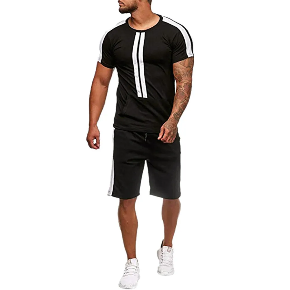 Men's Sportswear 2019 Tracksuit Men Set Hip Hop Clothes Men Tracksuits mens Jogging Set Suit Pant Patchwork 2 Piece Tracksuit