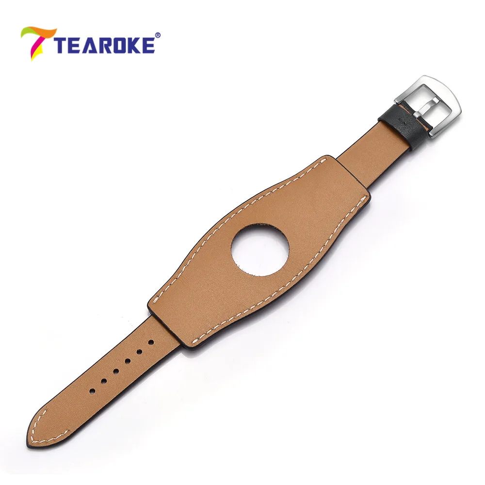 Ремешок для часов TEAROKE из натуральной кожи Apple Watch 4 5 38 42 40 44 мм черный сменный