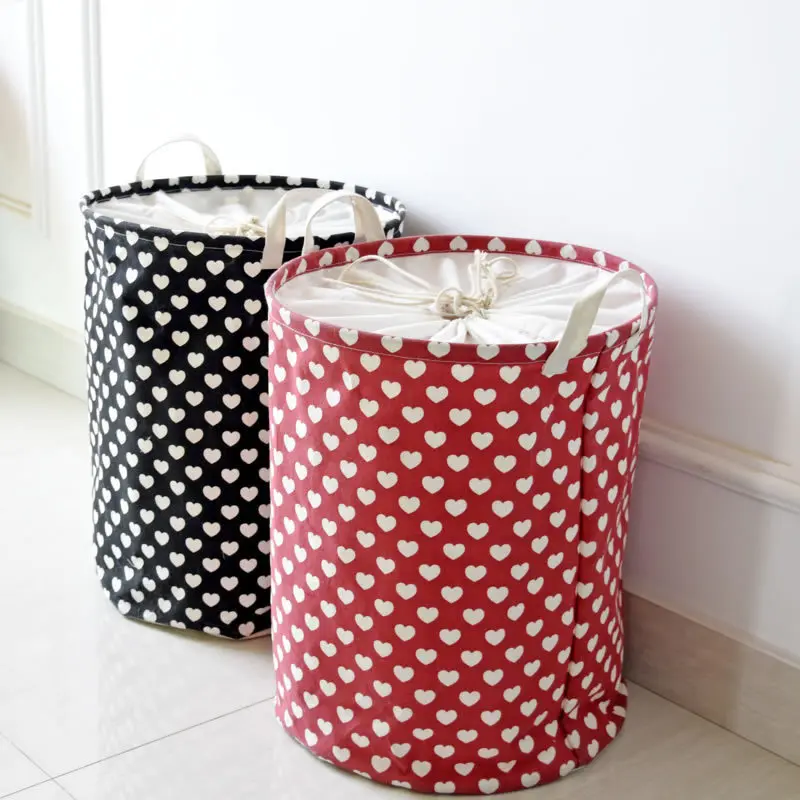 New Zakka Style Bucket Clothes Linen Waterproof Folding Storage Baskets Sundries Neatening Home