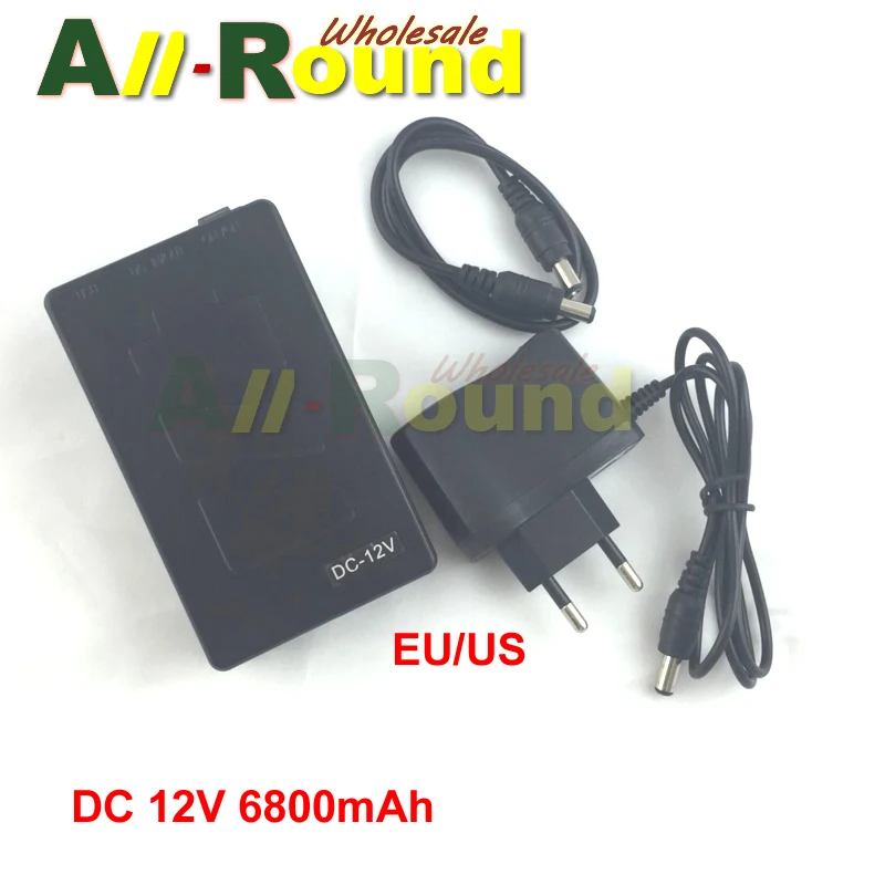 

Portable Super Capacity Rechargeable Lithium-ion Battery Pack DC 12V 6800mAh EU/US plug for CCTV Cam Monitor