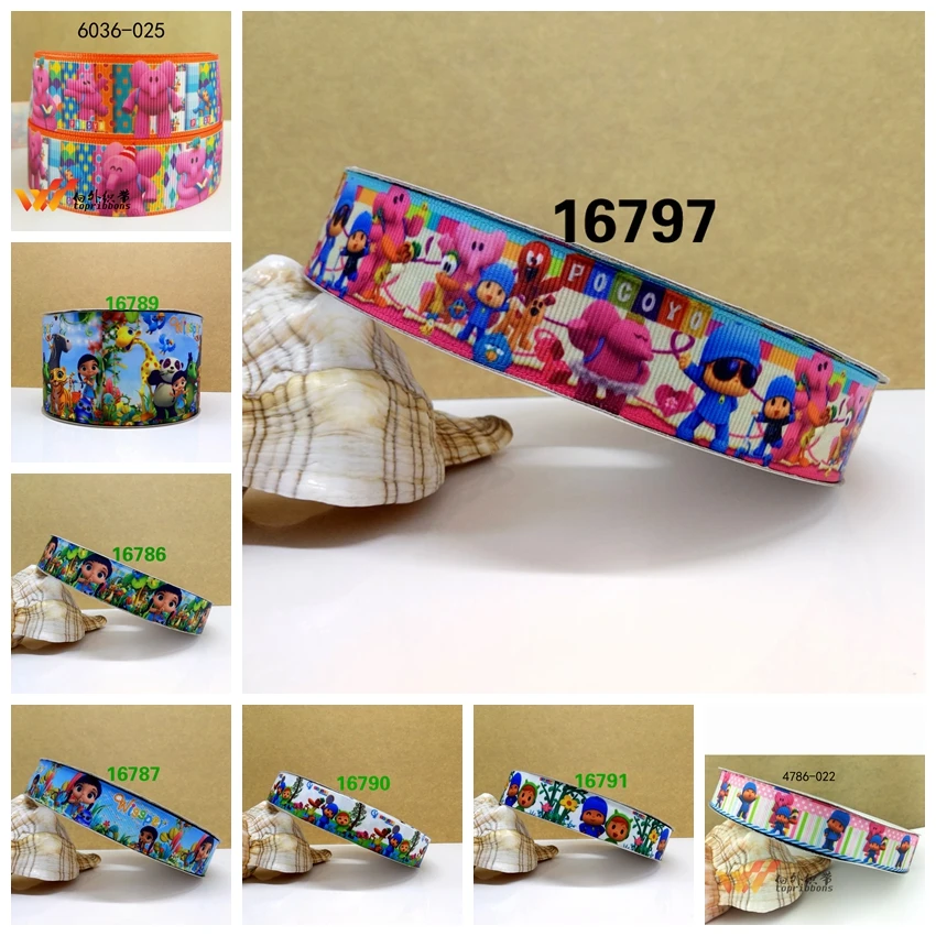 

Free shipping 50 yard cartoon printed grosgrain ribbon 16797