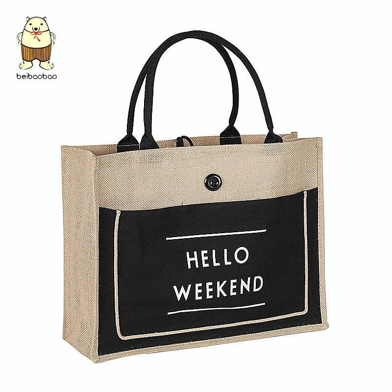 

Beibaobao High Quality Women Linen Luxury Large Capacity Female Casual Shoulder Bag Daily Handbag Fresh Beach Shopping BagCE3528