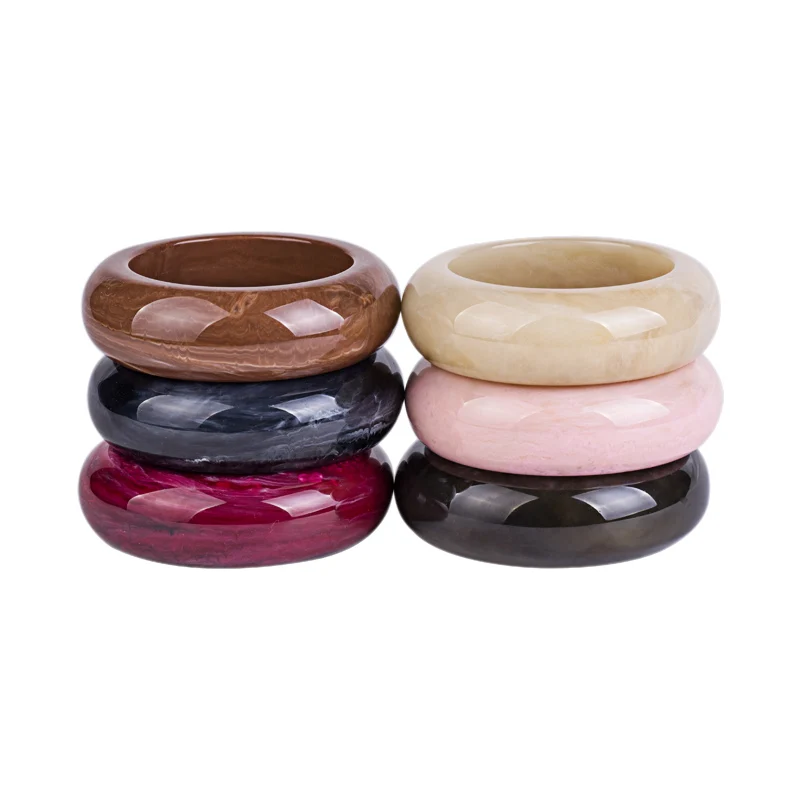 Vintage Resin Cuff Fashion Bracelets Bangles for Women Stripe Red Acrylic Wide Round Bracelet Female Simple Charm New Jewelry (7)