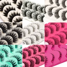 ICYCHEER, новинка, макияж, 5 пар, смешанные норковые ресницы, длинные толстые накладные ресницы, синие, коричневые, ручная работа, объемные ресницы для глаз