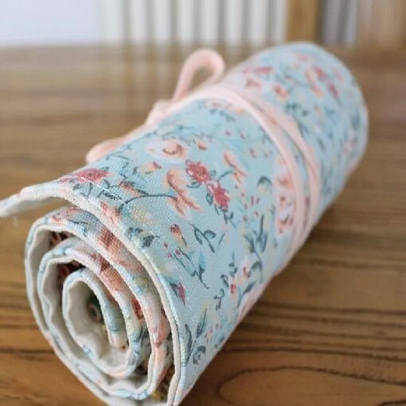 

2019 new cotton handmade pencil case 12/24/36 hole Canvas color multi-layer pencil pouch