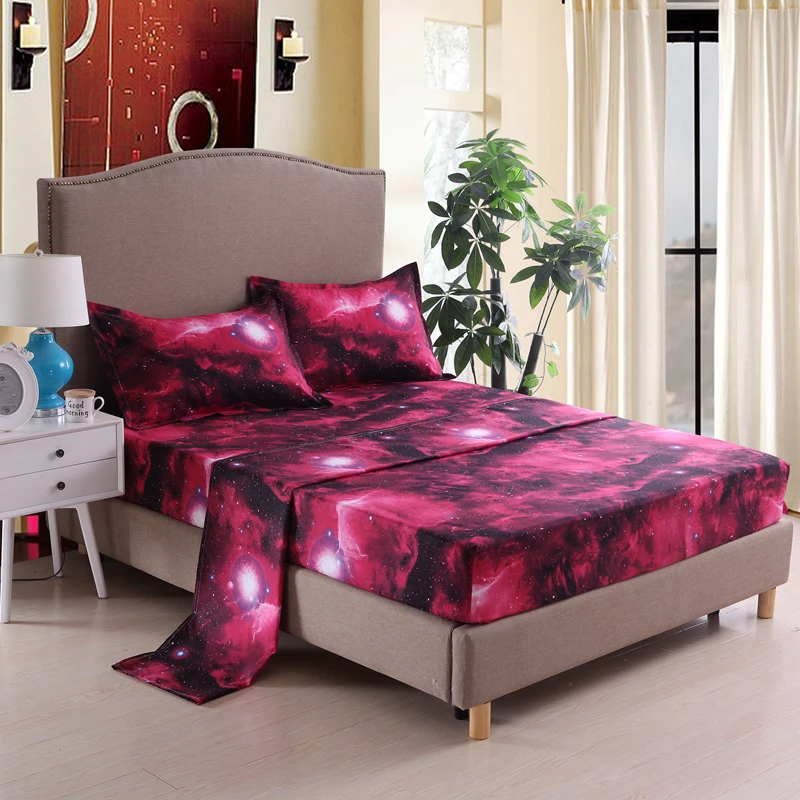 

Dreamworld 3d Bedding Set Close To Galaxy Fitted Sheet 4pcs Space Flat Sheet Set Star Cloud Printing Bed Line 3d with Elastic