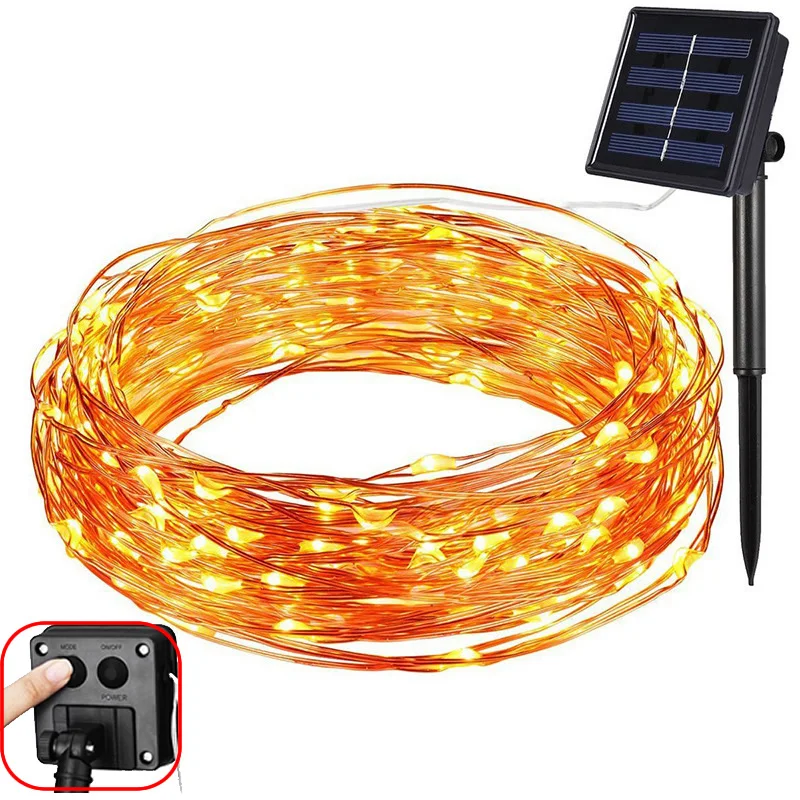 

8 mode 12m/22m Solar Led String Light Led Strip Copper Wire light Outdoor fairy Lights Christmas Light String for Party Wedding
