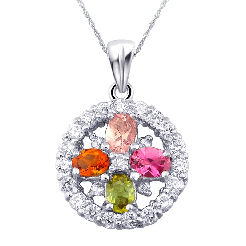 

Natural Tourmaline Pendant Necklace 925 Sterling silver Woman Fine Elegant Candy Gem Jewelry Girl Birthstone Love Gift sp0004tm