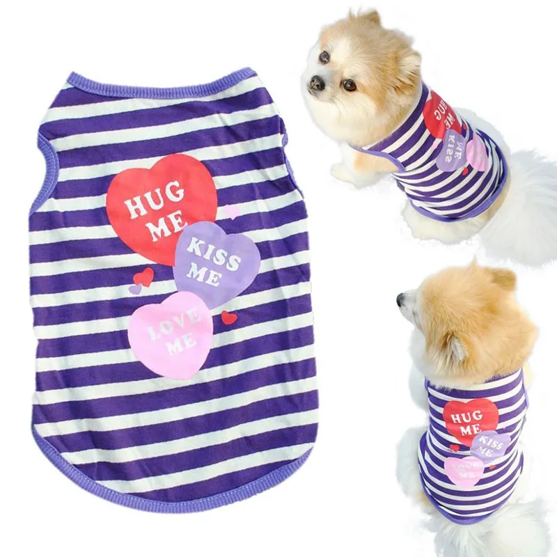 

Pet Dog Clothes Heart Pattern Stripes Spring Summer Shirt Small Fresh Vest T Shirt High Quality Clothing Ropa Para Perros #7322