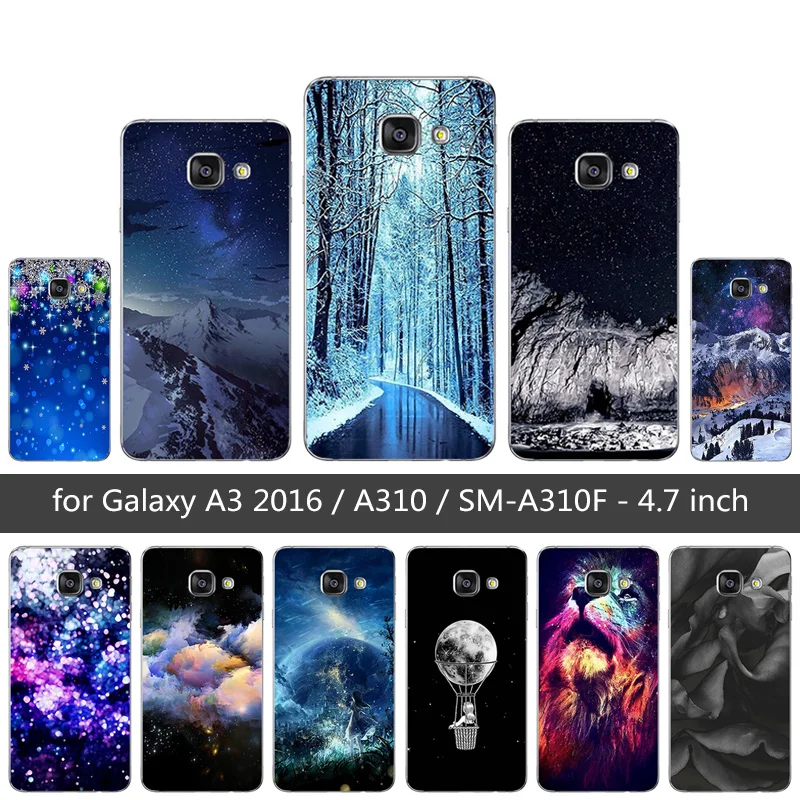 Чехол для Samsung A3 2016 мягкие силиконовые чехлы телефонов с принтом снежинки Galaxy A310