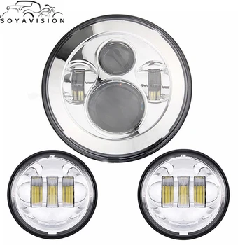 

Moto parts H4 Lighting Round 7" LED Headlight +4.5" Motorcycle Fog Lamp 4 1/2" Auxiliary Lighting For Harley Street Glide