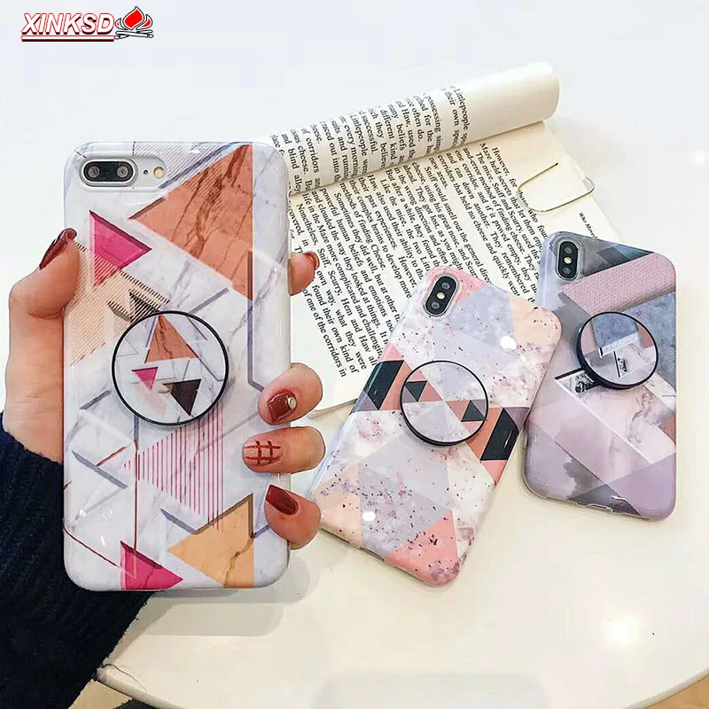

kickstand Marble Case For iPhone X Xs Max 6 6s 7 8 Plus Soft Silicone Matte Cover Cases For iPhone 7 Case Retro Cover Funda Capa