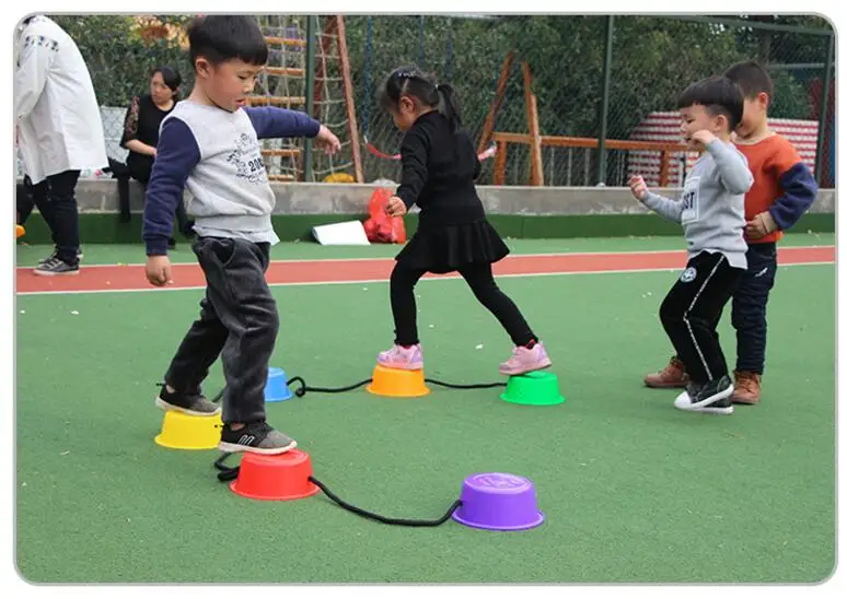 Спортивные детские игрушки с балансом шаговый камень ведро шаг-а-камень открытый Крытый детская игра деятельности-набор из 6