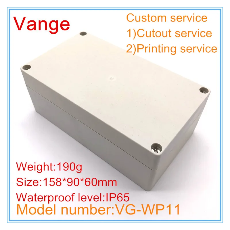 

2pcs/lot injected plastic material junction box IP65 ABS waterproof plastic enclosure housing for PCB 158*90*60mm