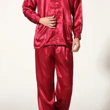 Бордовый Китайский Мужской Полиэстер Атласная Одежда Комплект Wu Shu костюмы костюм кунг-фу Размер S M L XL XXL XXXL M0048-C
