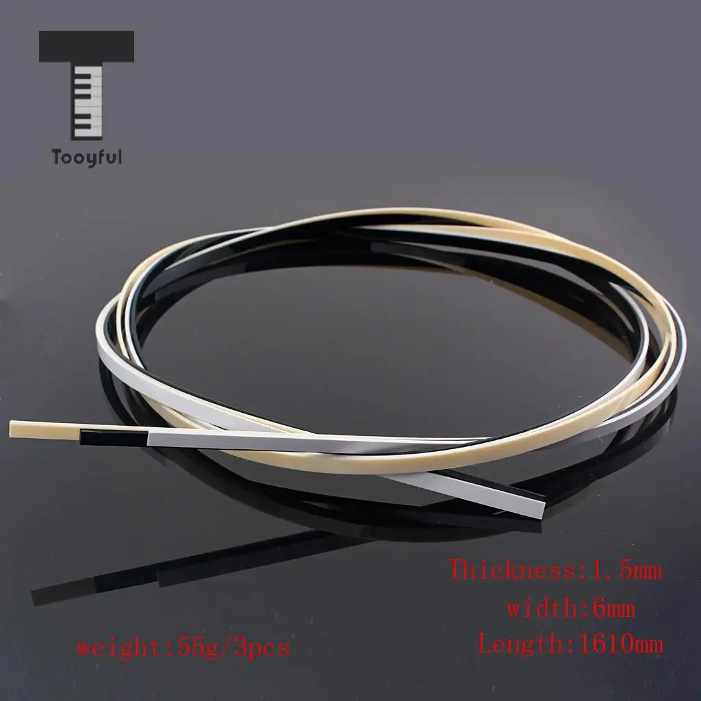 Tooyful 3 Pieces Plastic Binding Purfling Strips Edge Trim Inlay for Guitar/Electric Bass DIY Accessory Black+White+Cream