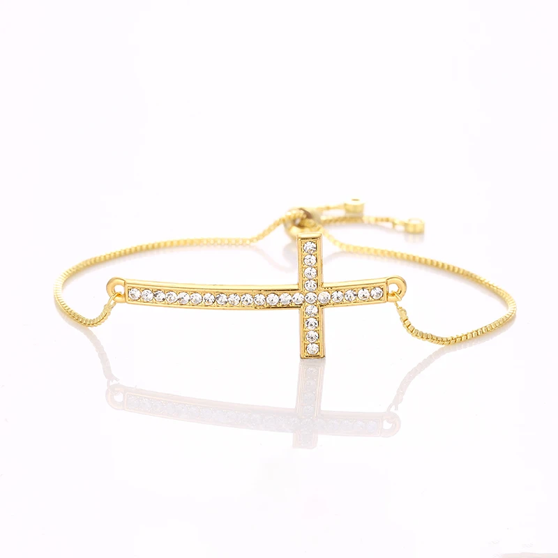 Распятие Иисуса Кристиан для женщин мужчин крест с горизонтальной перекладиной браслеты для цвет серебристый, золотой регулируемый браслет подарок