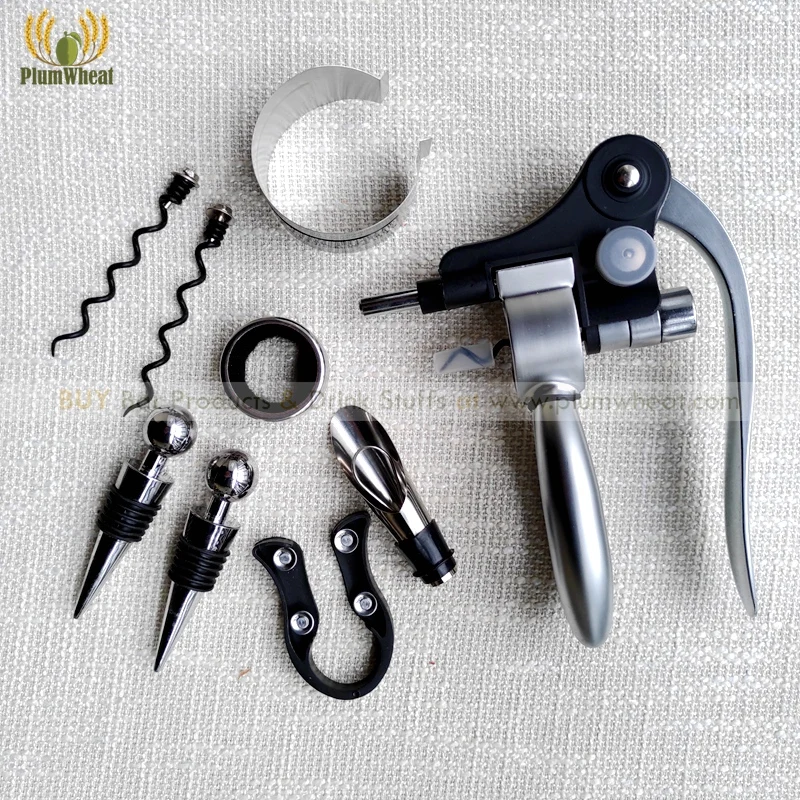 

Red Wine Bottle Opener Set Opener Stopper Pourer Set in Wooden Box