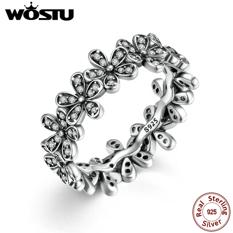 

High Quality 100% 925 Sterling Silver Dazzling Daisy Meadow Stackable Ring For Women Luxury Original Jewelry Gift SDP7122