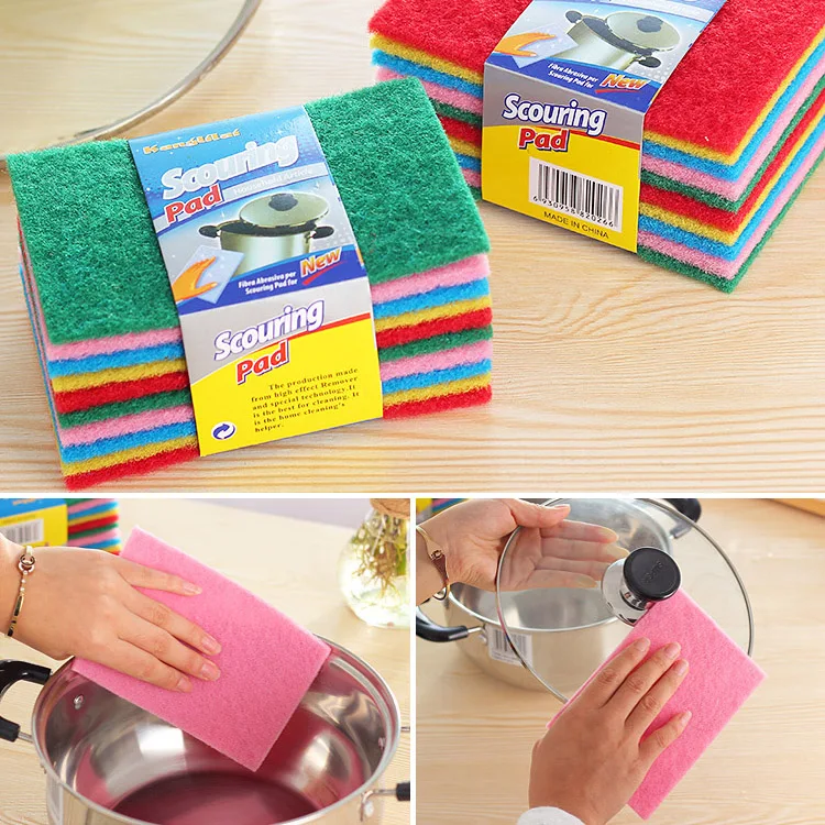 

10pcs Scouring Pads Cleaning Cloth Dish Towel Colorful Scour Scrub Cleaning