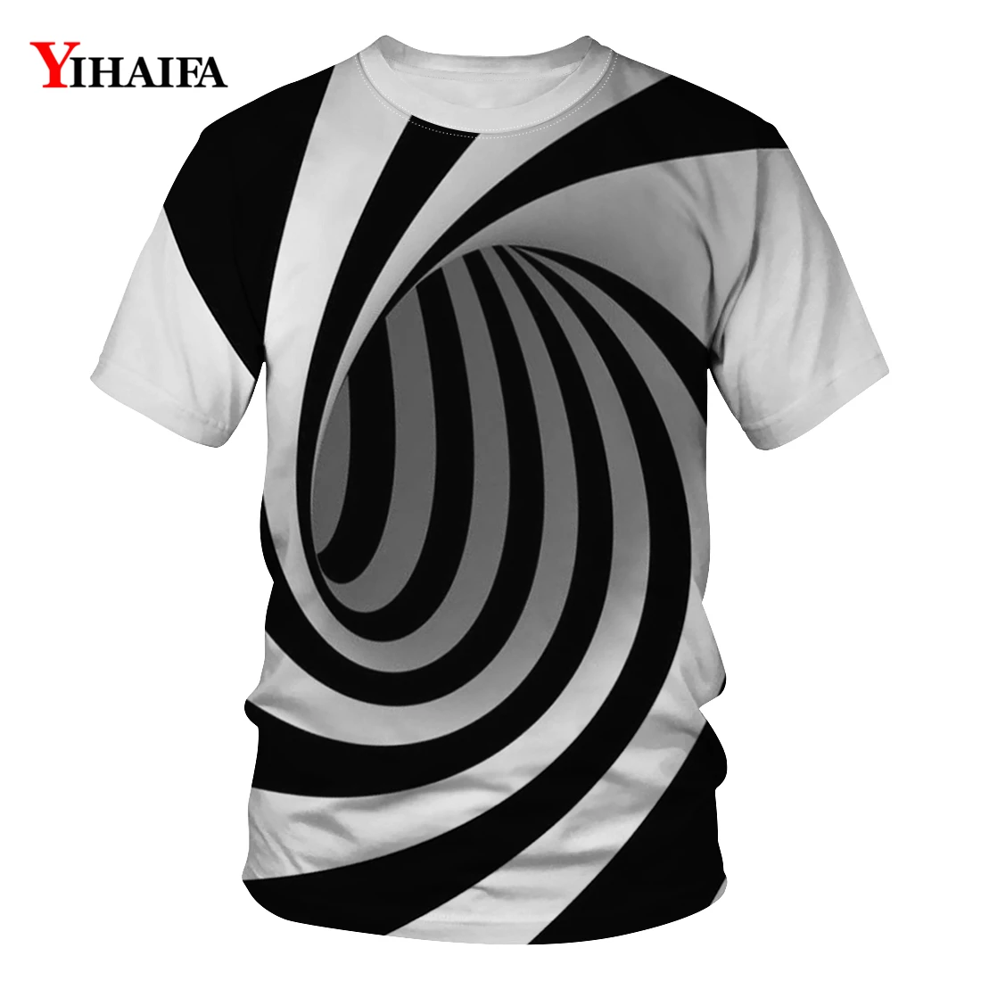 

Newest Summer Fashion Printed Short sleeve Tees Men Women Black And White Hypnotic Printing 3D T shirt Unisex Tops