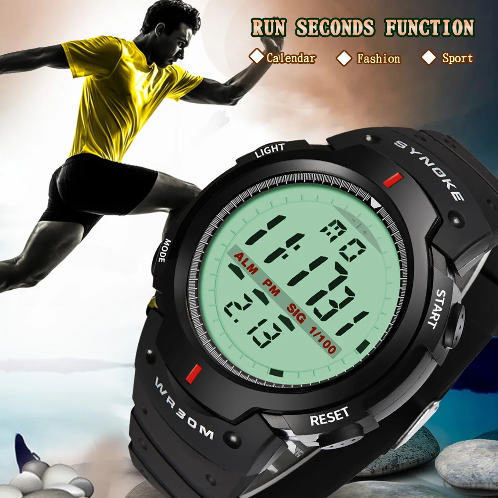 SYNOKE sport watch Men 30m Waterproof Led Digital electronic Watch Men Outdoor Mens Sports Wrist Stopwatch sports Wristwatches