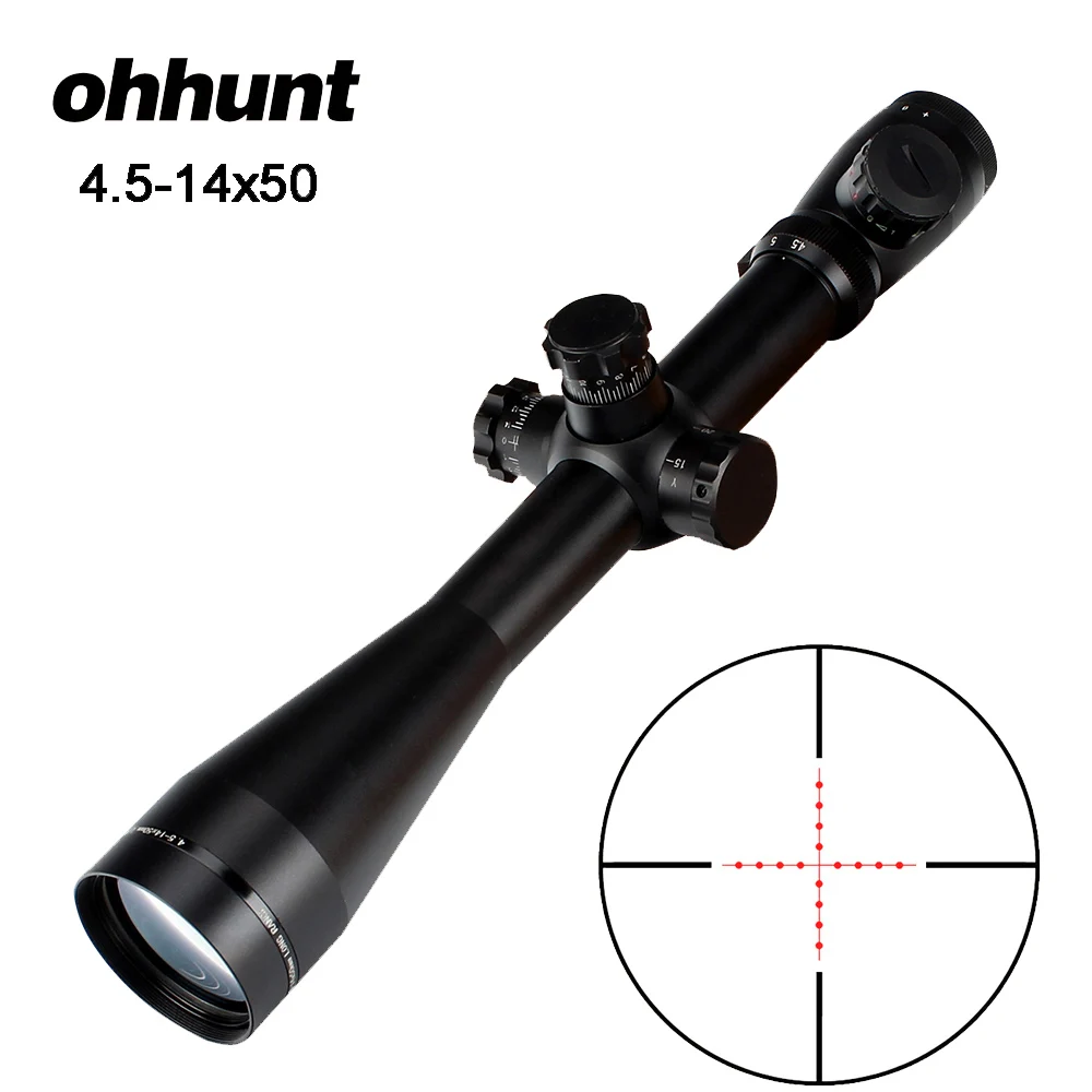 

ohhunt Mark 4.5 -14x50 Hunting Riflescope Optical Sights Red Green Mil-Dot Glass Etched Reticle Tactical Scope for Rifle Airsoft