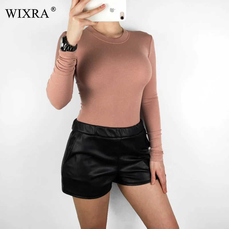 Wixra الصلبة س الرقبة ارتداءها ضئيلة طويلة الأكمام كل مباراة قاعدة للنساء داخلية 2019 الربيع الخريف الساخن للسيدات
