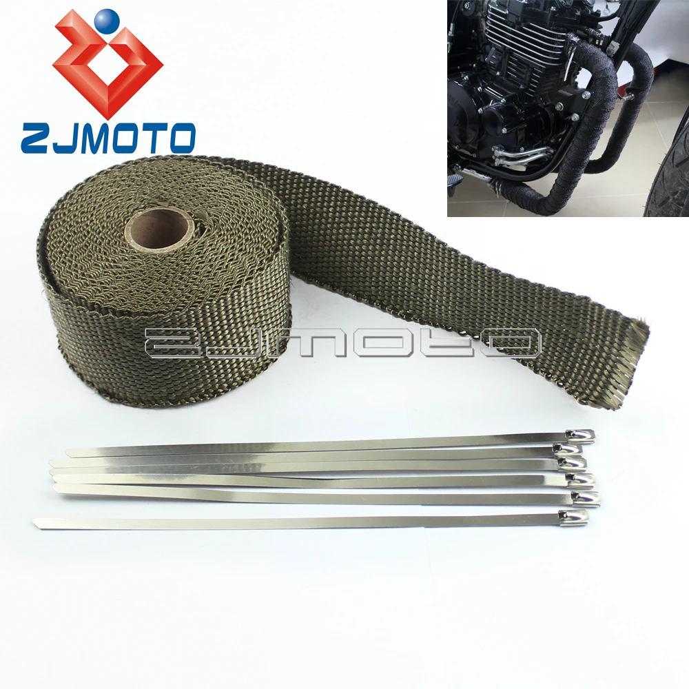 Titanium Honda 1/" x 25/' Foot Motorcycle Protection Header Exhaust Heat Wrap