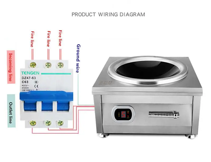 Коммерческая индукционная плита 7000W380V высокой мощности 6 кВт индукционная плита вогнутый отель