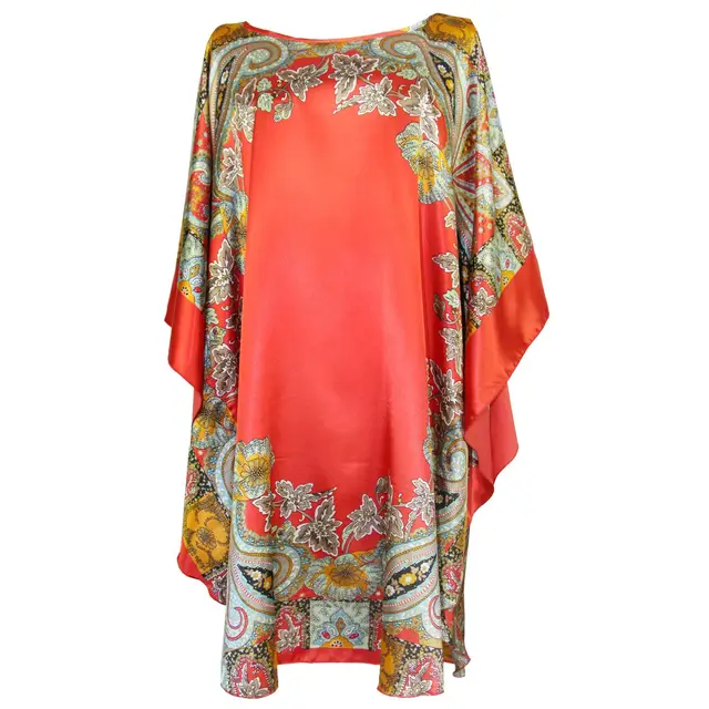 Sexy Female Silk Rayon Robe Bath Gown Nightgown Summer Casual Home Dress Printed Loose Sleepwear Plus Size Nightwear Bathrobe Style A 3