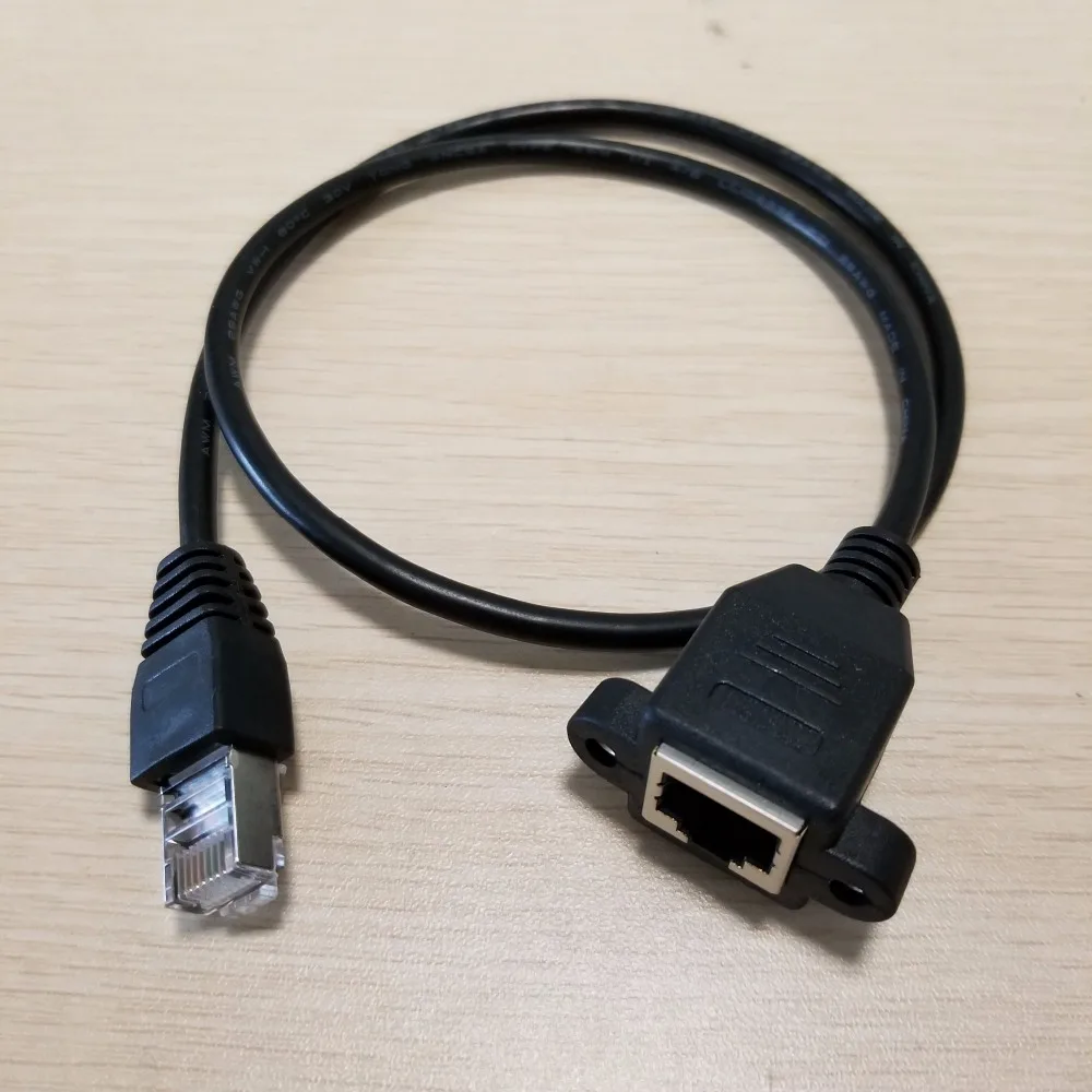 100pcs/lot Rj45 Male to Female Screw Panel Mount LAN Network