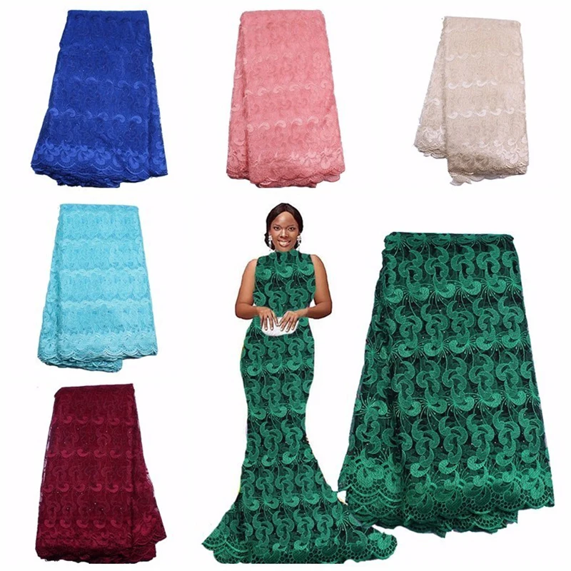 

Pualqi African Laces Fabrics Embroidered Nigerian Guipure French Lace Fabric High-quality 2018 African French Net Lace Fabric H