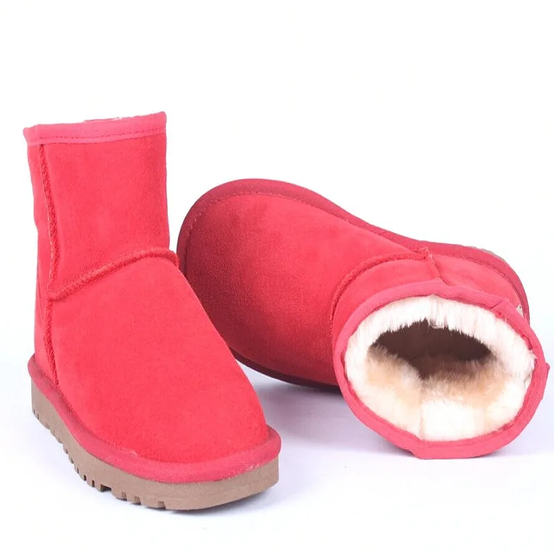 Зимние ботинки на меху женская обувь короткие теплые водонепроницаемые плюшевые женские зимние ботинки унисекс повседневные брендовые комфортные ботинки Mujer Размер 45 - Цвет: red