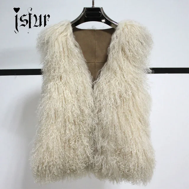 Buy Genuine Mongolia Lamb Sheep Fur Vests For Women