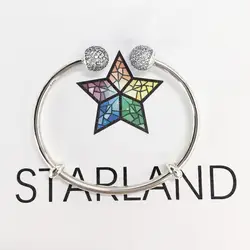 Starland тонкой 100% Серебро 925 пробы Элегантный CZ Открыть Браслет и для женщин DIY юбилей Свадебные украшения подарки