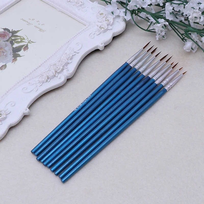 10 Pcs/Set Fine artist Thin Hook Line Pen Blue Art Supplies Drawing Art Pen Paint Brush Nylon Brush Painting Pen mark pen