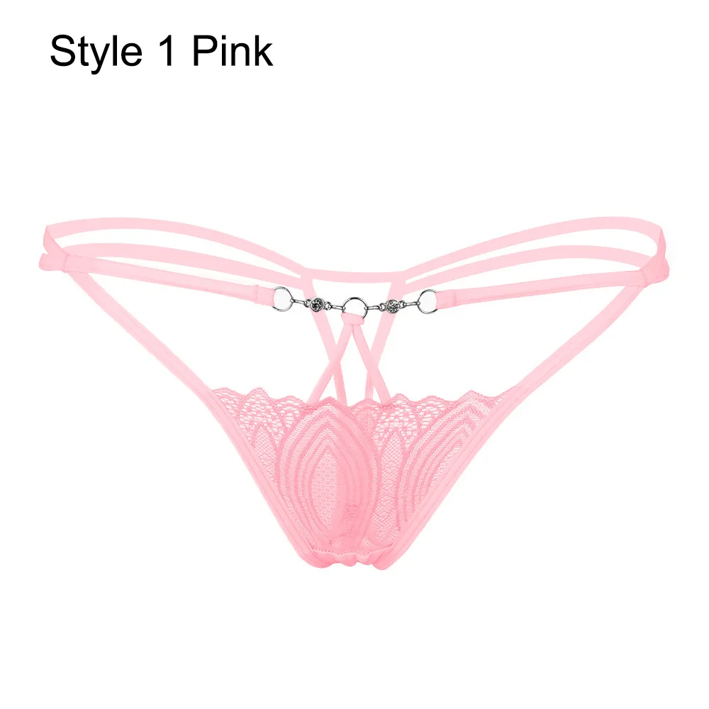 Сексуальное эротическое белье, стринги, женские кружевные трусики с цветами, трусы с низкой талией, сексуальное прозрачное нижнее белье с Т-образной спинкой, стильные трусы - Цвет: Style 1 Pink