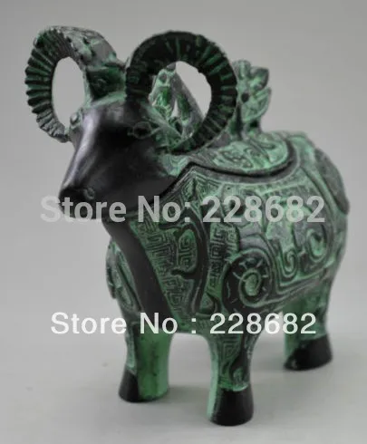 

Metal Crafts Decorated Old Handwork Bronze Carving Zodiac Sheep Jewely Box fast Shipping