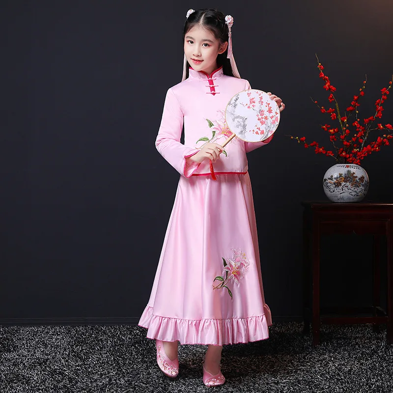 9705 г. Cheongpao/зимнее плотное теплое платье Cheongpao в китайском стиле в стиле ретро Новогоднее платье принцессы в стиле Тан для девочек рождественское платье для девочек