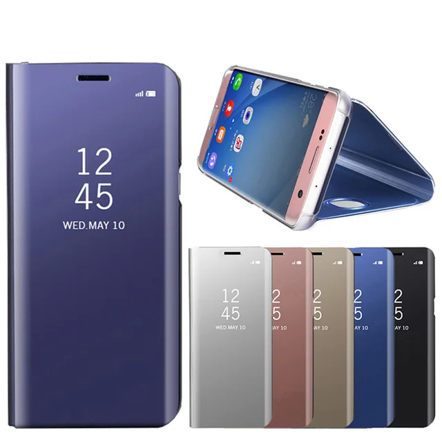 

Luxury Flip Case For Samsung Galaxy S6 S7 Edge S8 S9 Plus Note 5 8 Cell Phone Smart View Mirror 360 Full Cover Holder