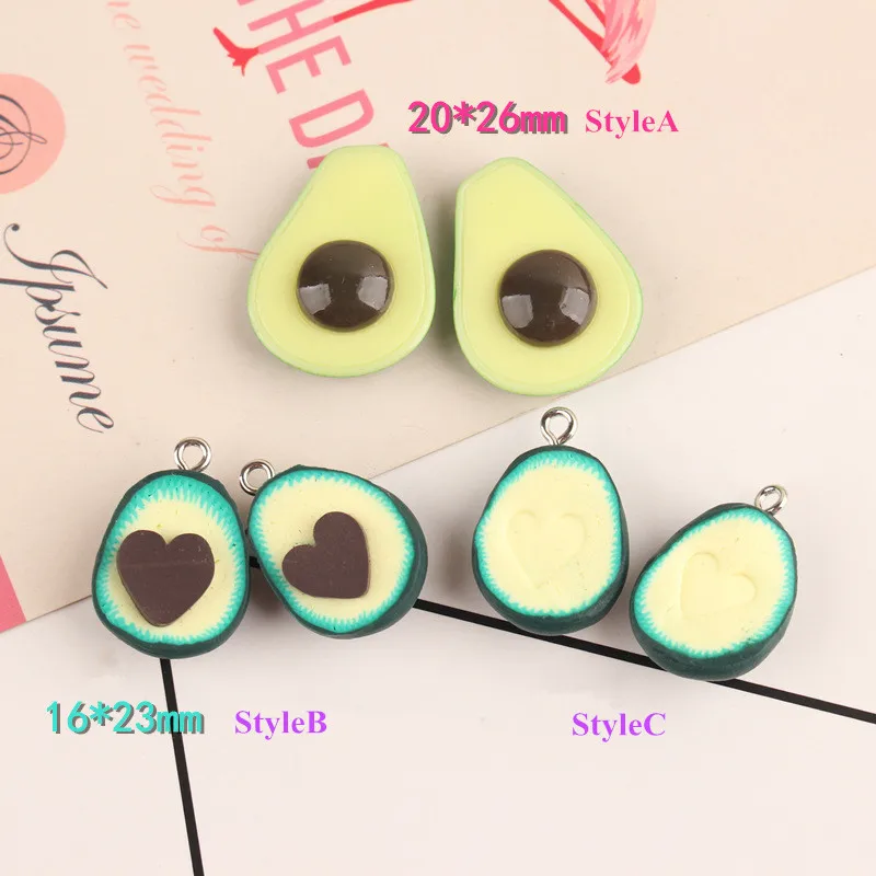 

10Pcs Simulation Fruit Flatback Resin Cabochon Kawaii Avocado Fimo Clay Cabochons DIY Embellishments Jewelry Making Accessories