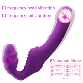 Dual motor Strapless Strap on Realistic Dildo Vibrator Massager Lesbian Both Head G-Spot Stimulate Clitoris Sex Toy for Couples 4