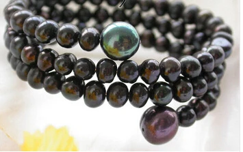 

hot sell Extendible 10mm black freshwater pearl bracelet bangl
