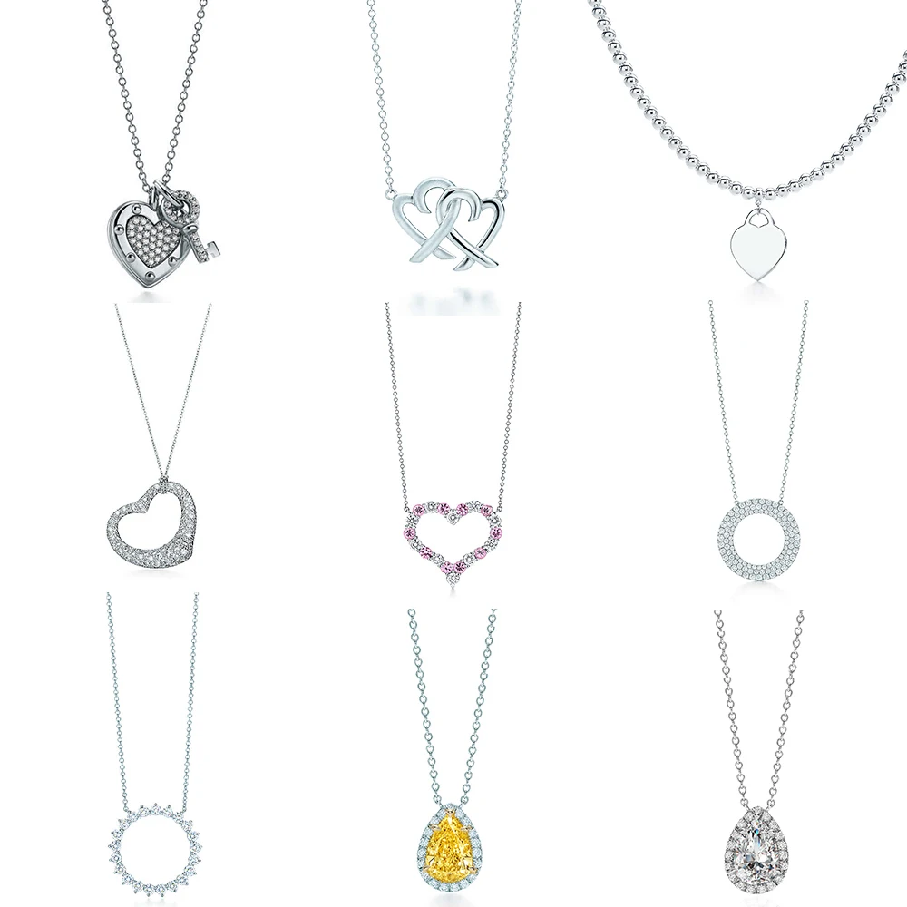 

Suef NEW 925 Sterling Silver Love Twinkle Teardrop Inlay Zircon Sun Necklace Original Women's Fashion Jewelry Memorial Day TIFF