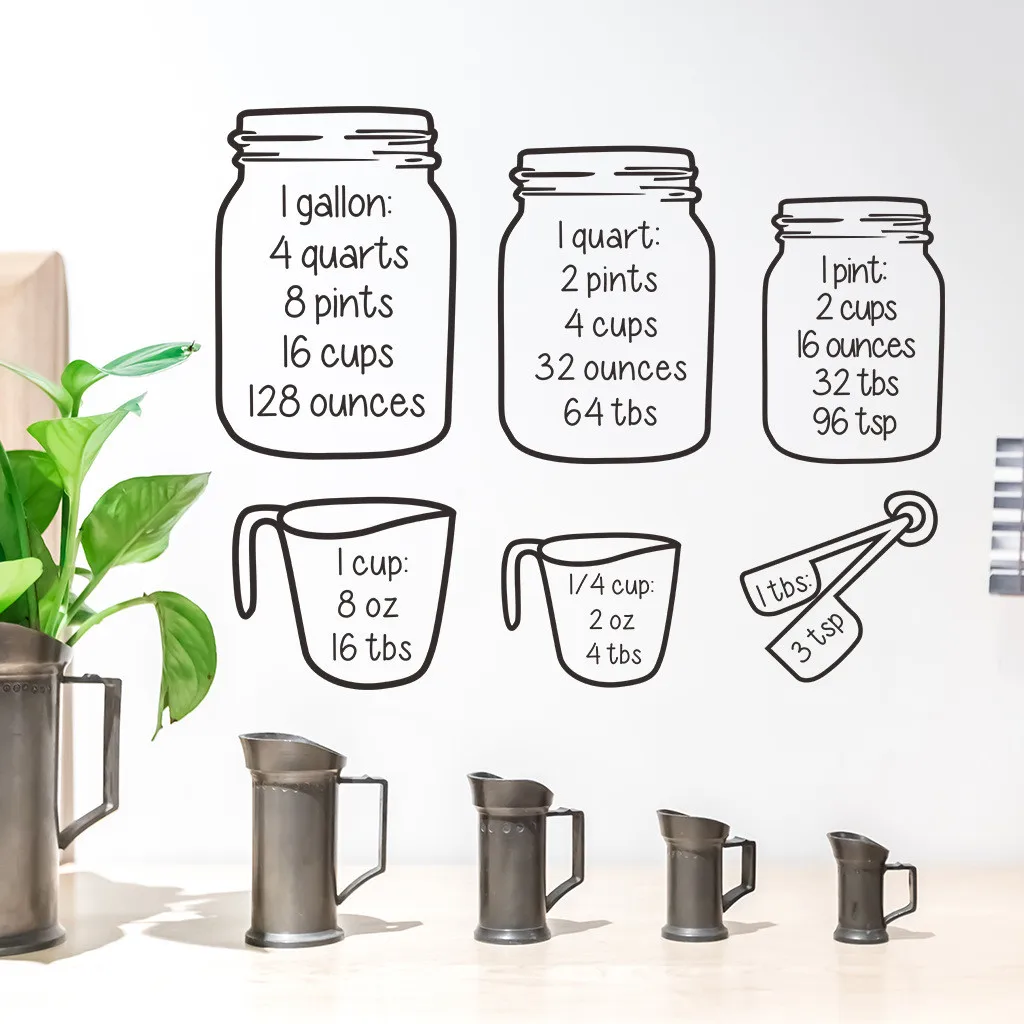 Kitchen Decoration Wall Sticker Measuring Cup Art Decal Vinyl Wall Stickers Kitchen Restaurant Decor Stickers Muraux